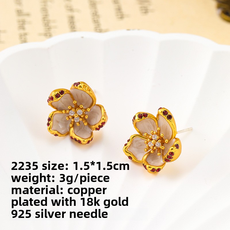 Vintage Ice Crack Gemstone Enamel Earrings