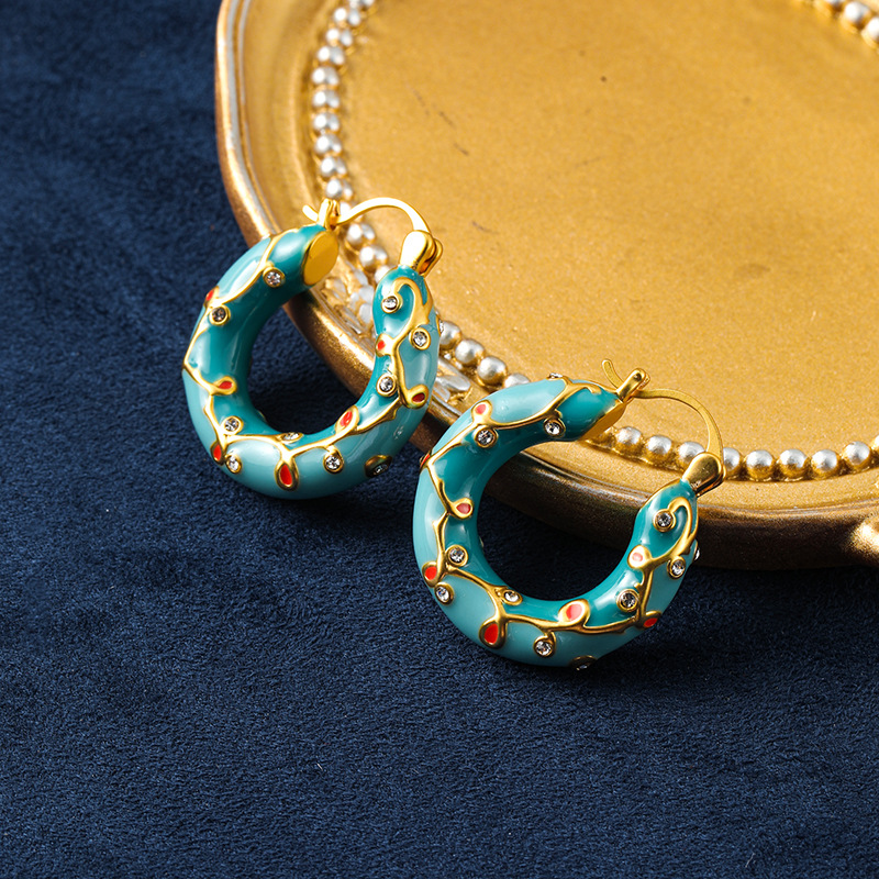 Vintage thorn colored enamel earrings