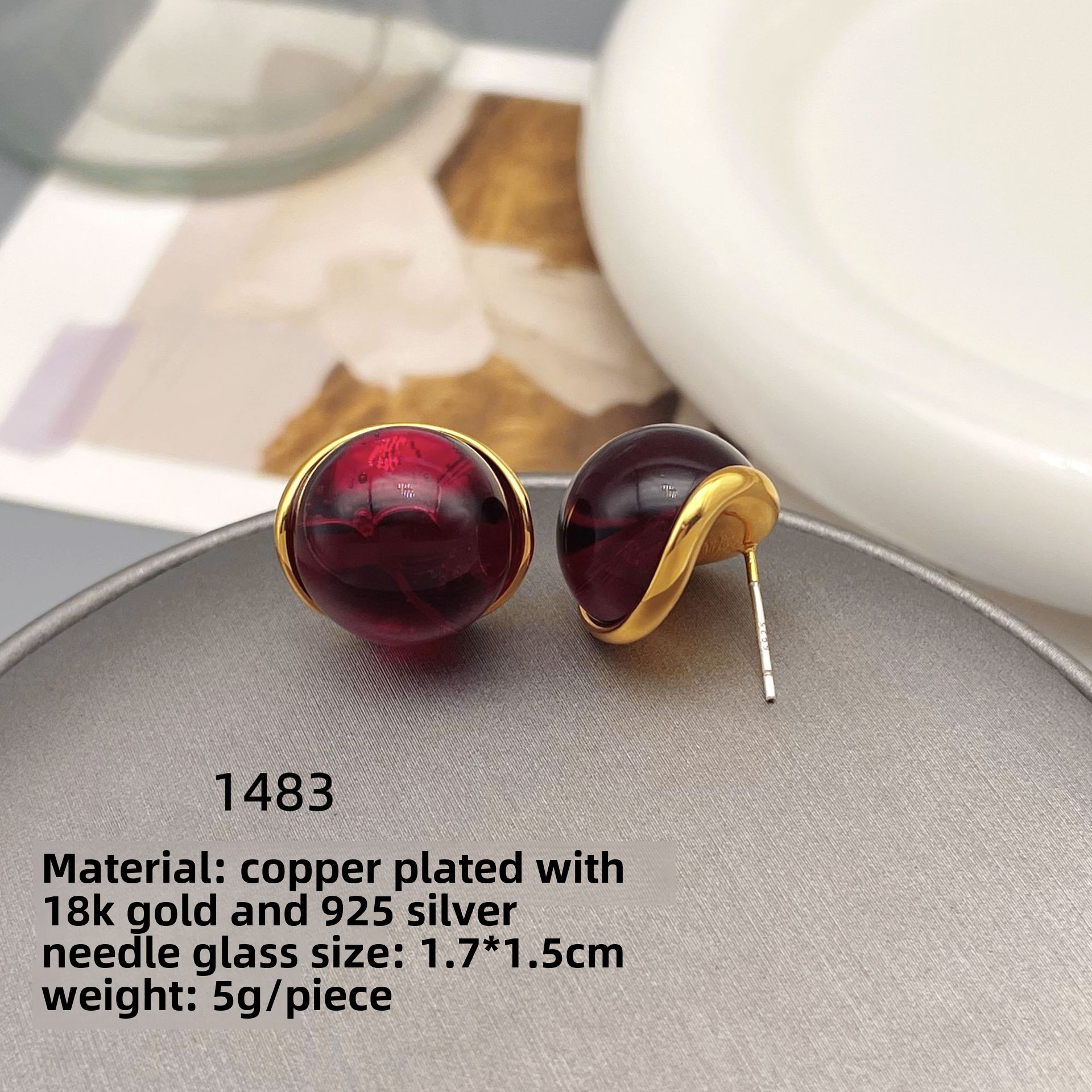 Vintage Ice Crack Gemstone Enamel Earrings