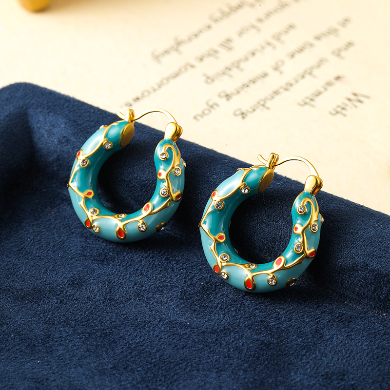 Vintage thorn colored enamel earrings