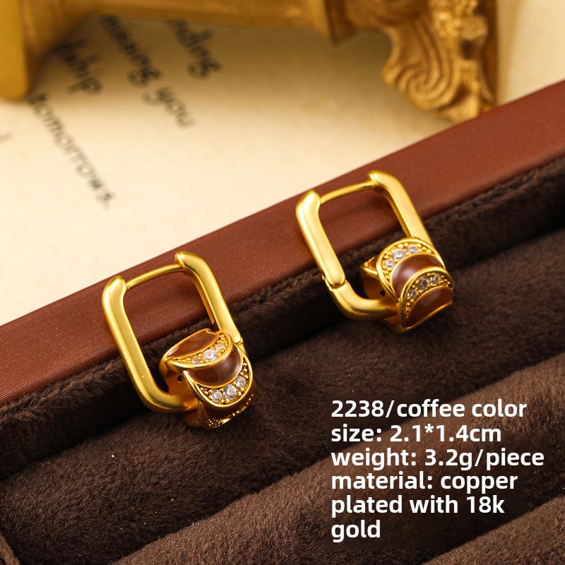 Vintage Ice Crack Gemstone Enamel Earrings