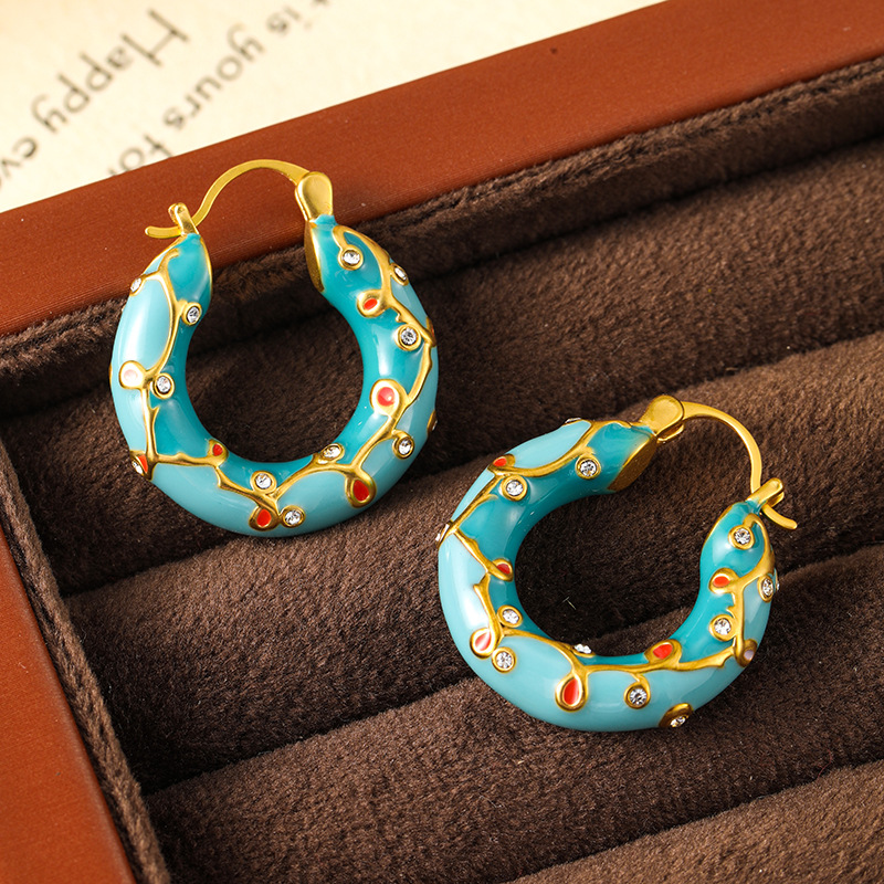 Vintage thorn colored enamel earrings