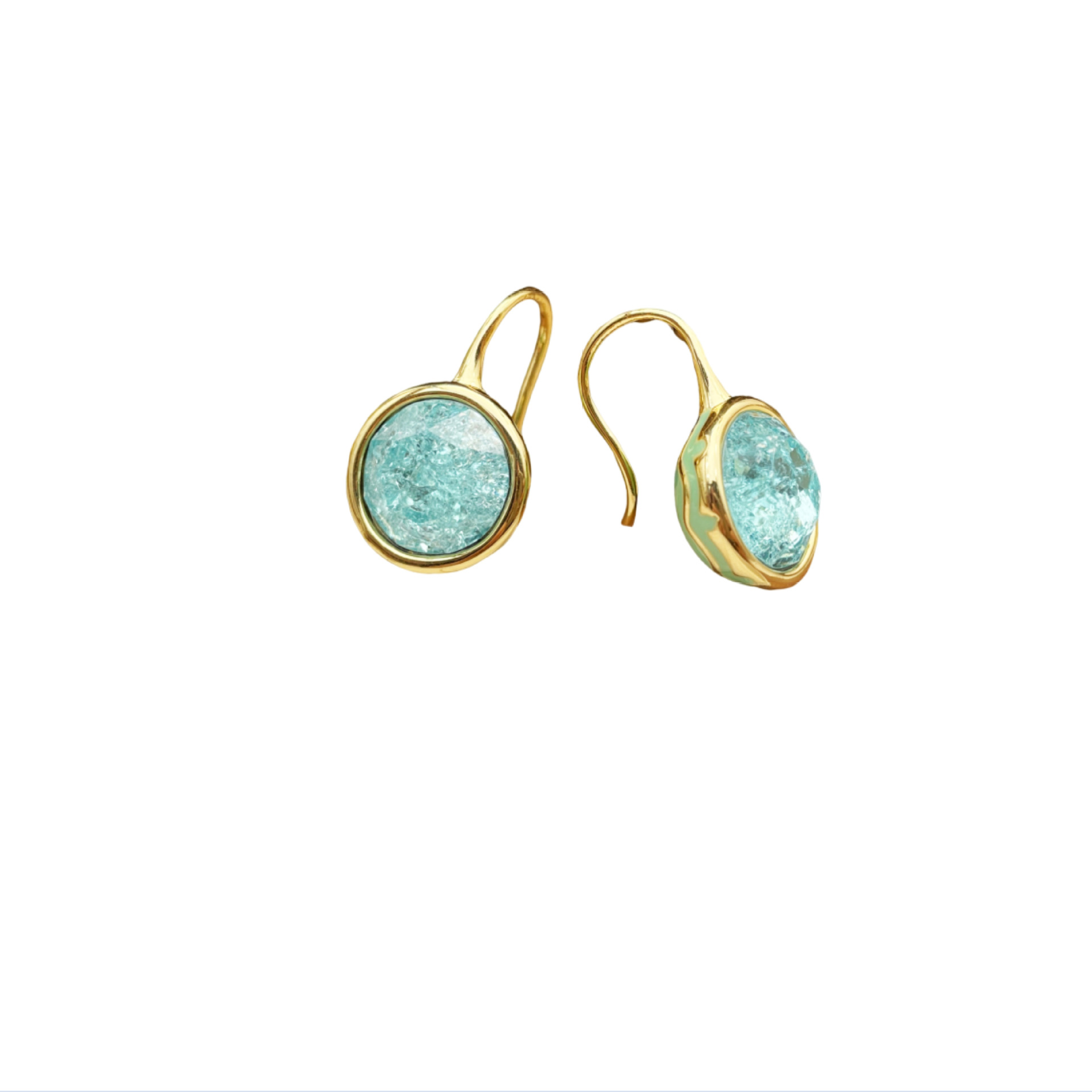 Vintage Ice Crack Gemstone Enamel Earrings
