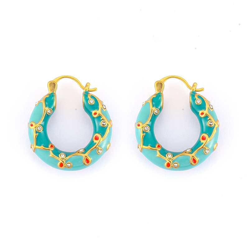 Vintage thorn colored enamel earrings
