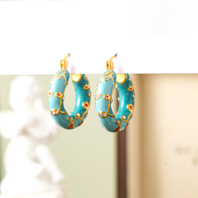 Vintage thorn colored enamel earrings