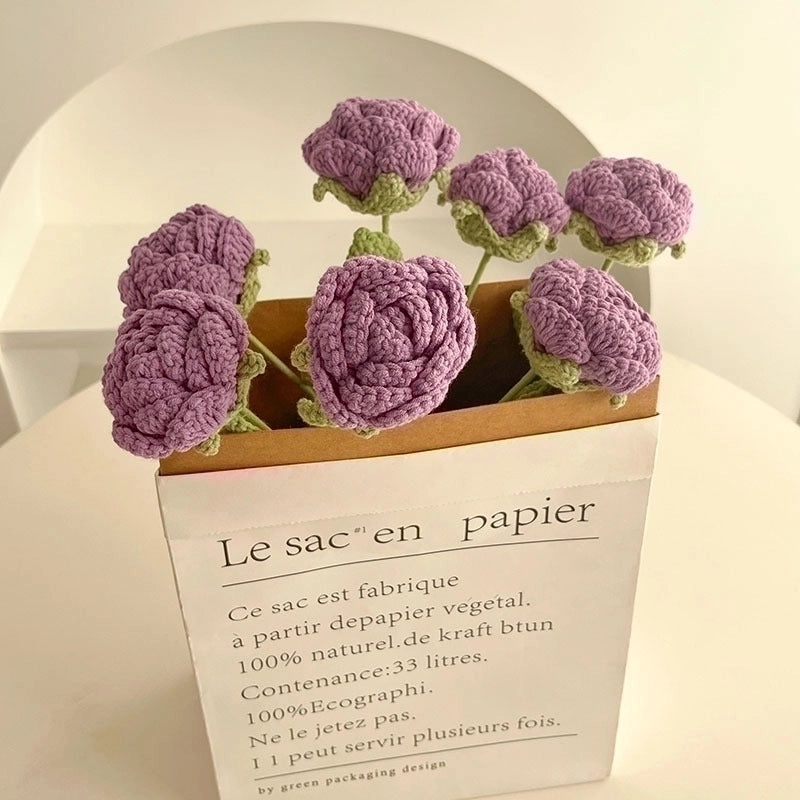 Elegant Artificial Rose Flower Yarn Decoration 1 Piece|Home Decor Artificial Flowers