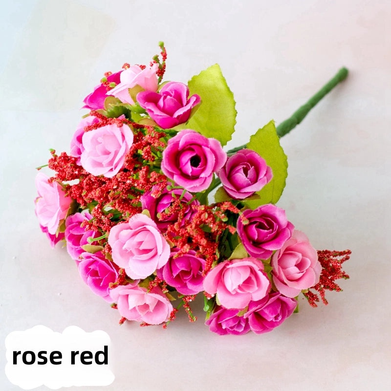 Diamond Rose Artificial Flower 7 Fork Spring Small Rose Bud Plastic Floral Decoration|Home Decor Artificial Flowers