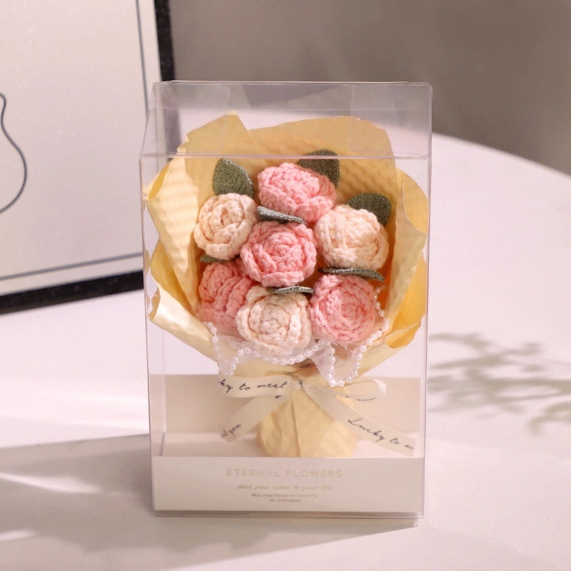 Romantic Rose Knit Artificial Flowers for Valentine’s Day Decoration|Home Decor & Gifts