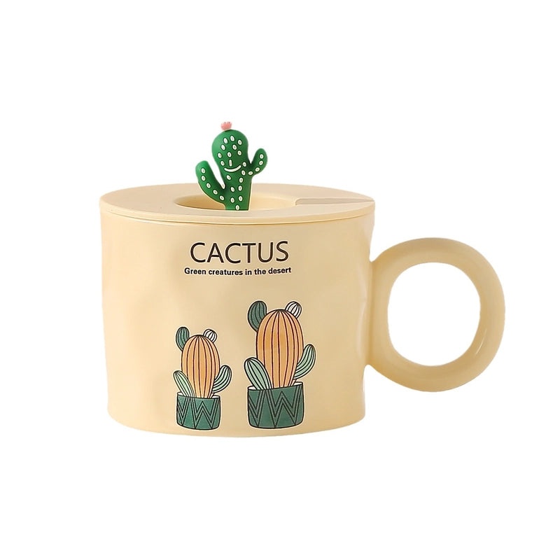 Cute Cactus Letter Silicone Ceramic Water Bottle - 1 Piece | Home & Kitchen Accessories
