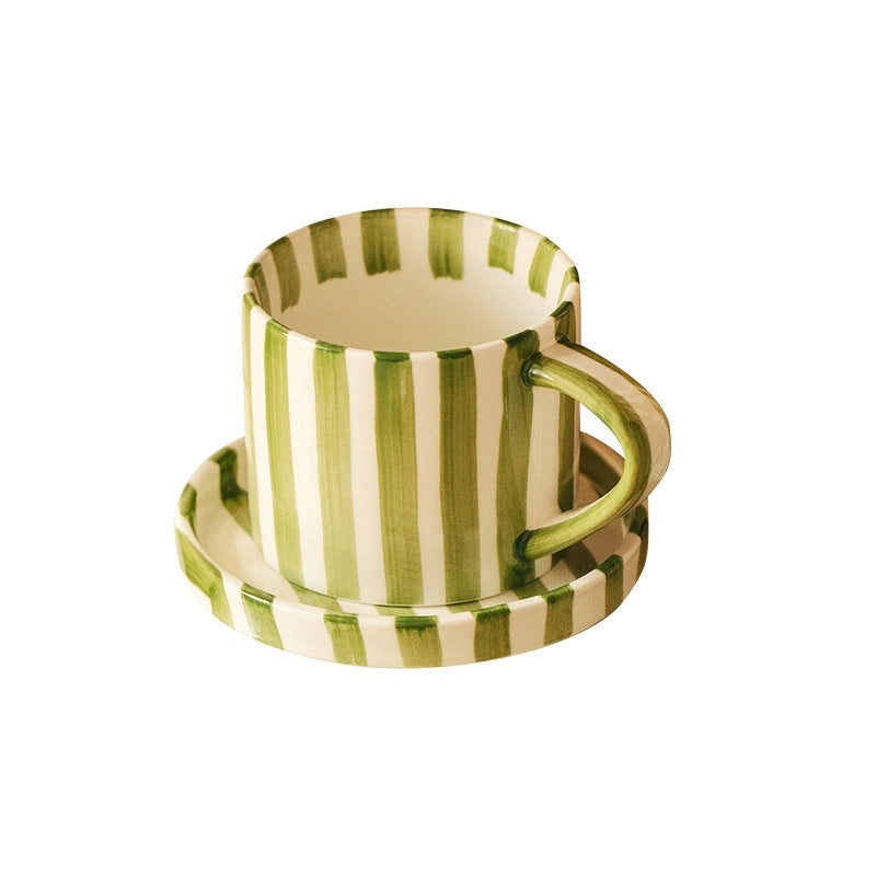 Casual Cute Striped Ceramic Plate and Water Bottle Set 1 Piece | Home & Kitchen Tableware