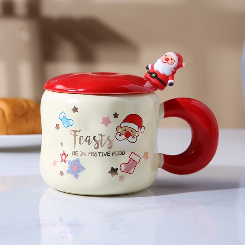 Christmas Santa Claus Socks and Ceramic Water Bottle Set | Holiday Gifts & Accessories