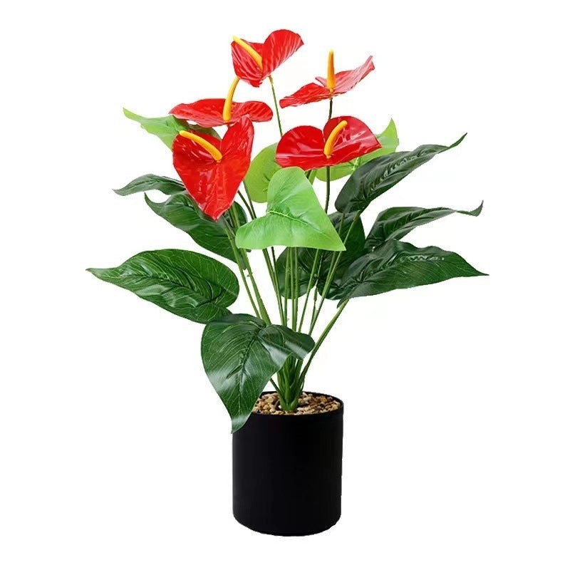 Artificial Green Rose Leaf Plant in Pot|Home Decor Artificial Plants
