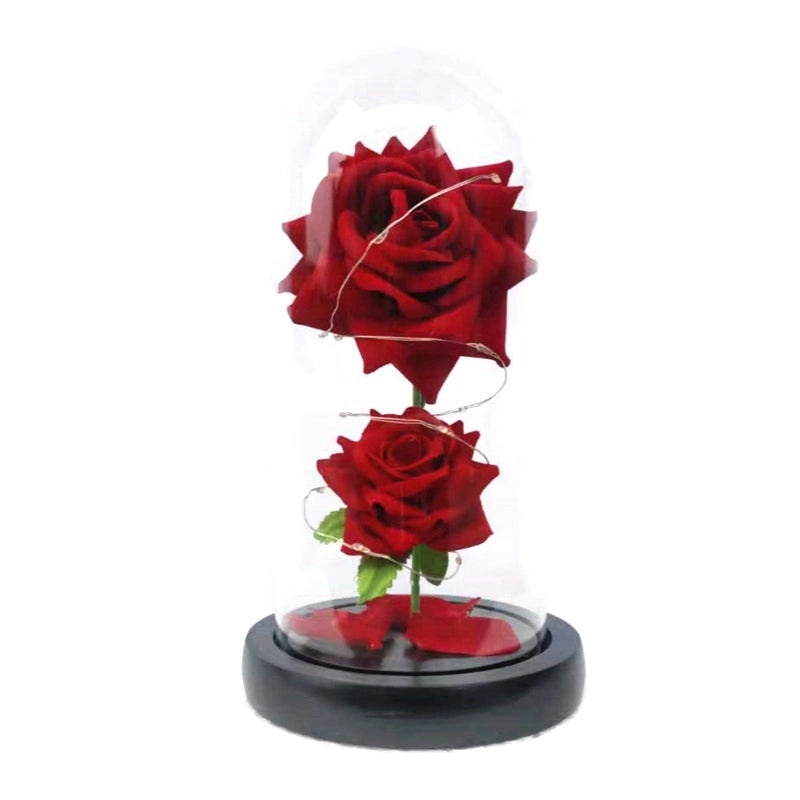 Romantic Rose Bouquet with Plastic, Wood, and Glass Elements|Home Decor Artificial Flowers
