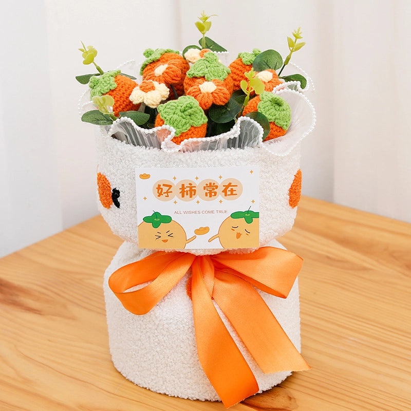 Valentine's Day Cute Fruit-Themed Knit Artificial Flower Bouquet|Home Decor Gifts