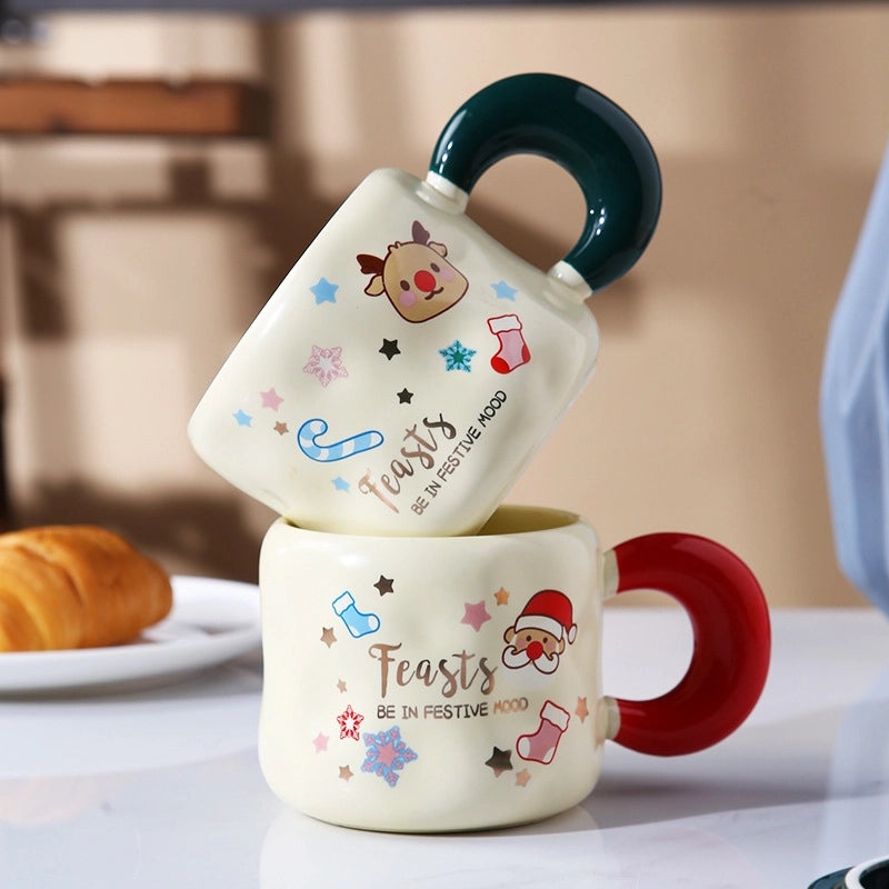 Christmas Santa Claus Socks and Ceramic Water Bottle Set | Holiday Gifts & Accessories