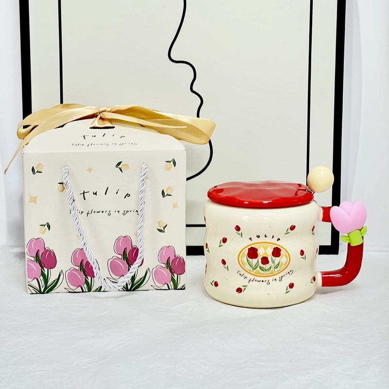 Ceramic Flower Mug for Christmas Valentine’s Day New Year Casual Use | Home & Kitchen Drinkware