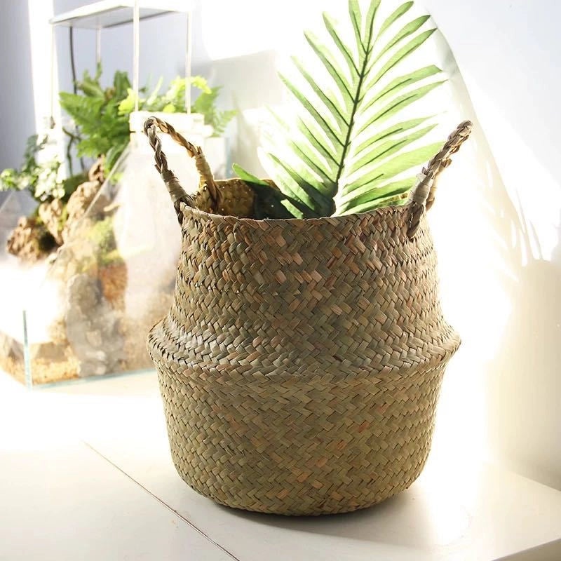 Vintage Plain Straw Basket Organizer|Home Storage & Organization