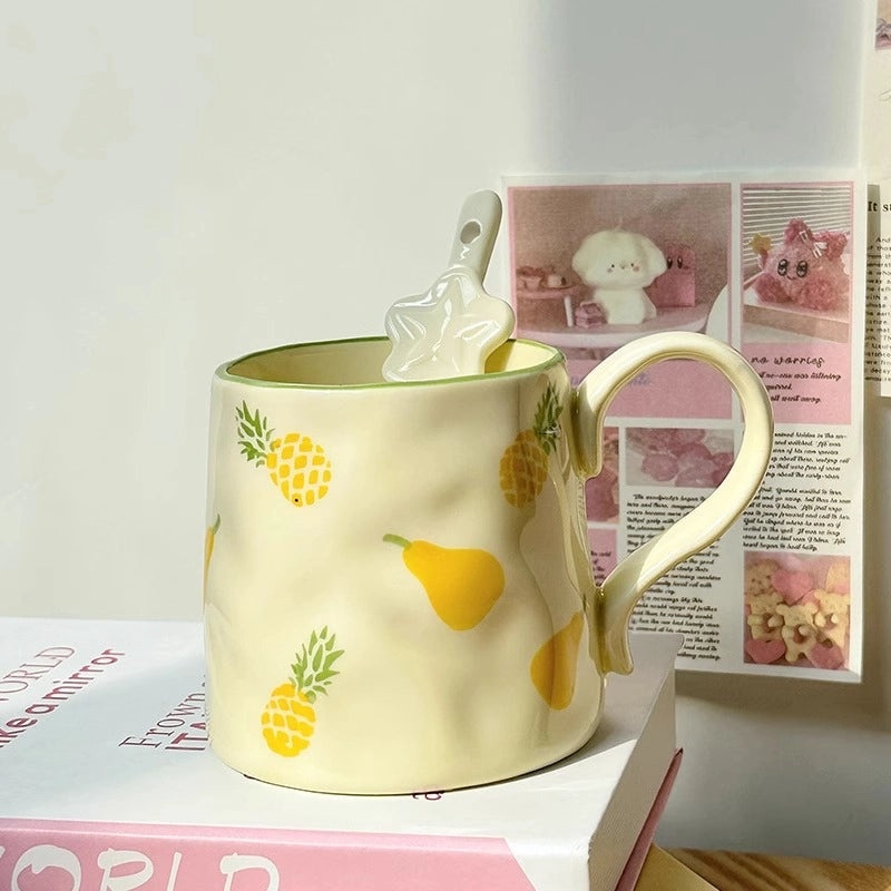 Fruit-Themed Ceramic Water Bottle with Bow Knot Design | Home & Kitchen Accessories
