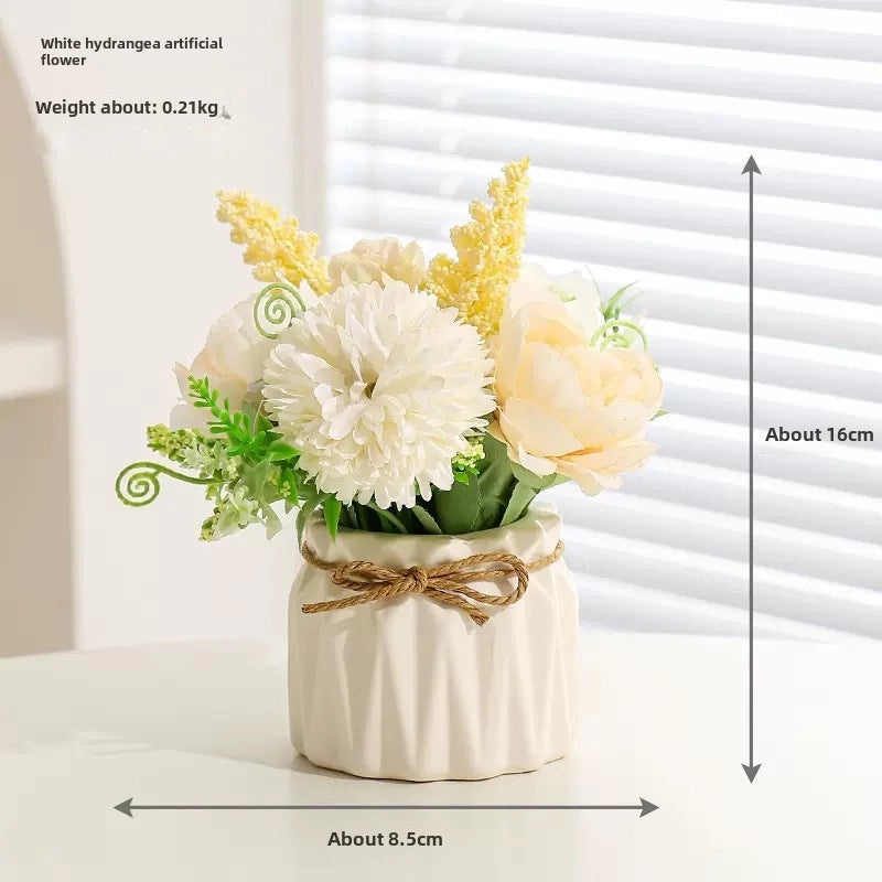 Artificial Hydrangea Bouquet Green Floral Arrangement for Living Room Desktop Decoration|Home Decor Artificial Flowers