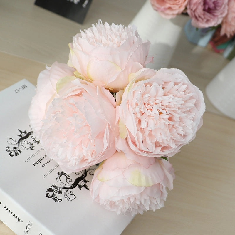 Artificial Five-Headed Peony Bouquet Silk Flowers Home Wedding Decoration|Home Decor