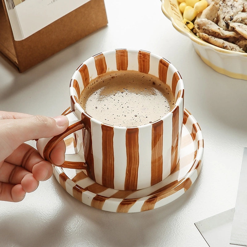 Casual Cute Striped Ceramic Plate and Water Bottle Set 1 Piece | Home & Kitchen Tableware