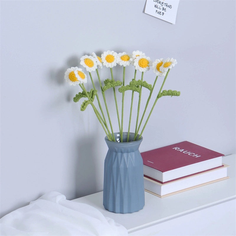 Classic Pastoral Daisy Yarn Knit Artificial Flowers Bouquet | Home Decor Artificial Flowers