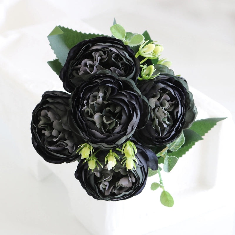 Korean Style 5 Small Peonies and 5 Philippios Rose Artificial Flowers for Wedding Home Decoration|Home Decor Artificial Flowers