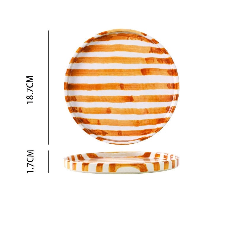 Casual Cute Striped Ceramic Plate and Water Bottle Set 1 Piece | Home & Kitchen Tableware