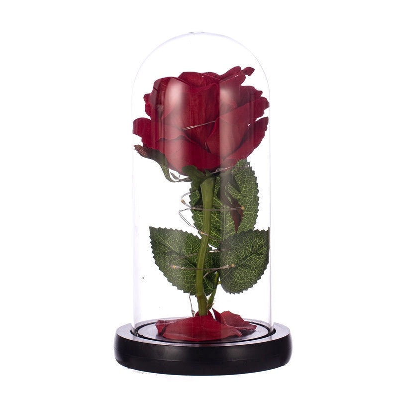 Romantic Rose Bouquet with Plastic, Wood, and Glass Elements|Home Decor Artificial Flowers