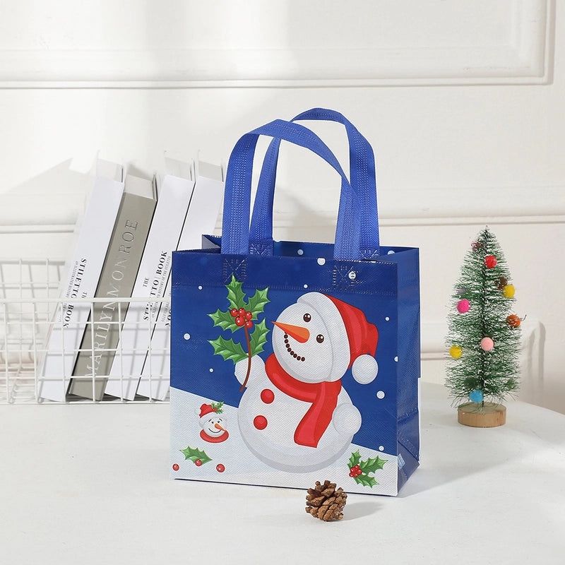 Festive Santa Claus and Snowman Holiday Gift Bags Nonwoven Christmas Party Favors|Holiday Gift Bags