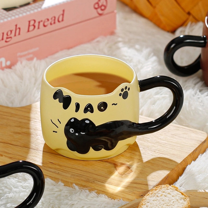 Elegant Ceramic Cat Mug with Cute Letter Design Casual Style 1 Piece|Home & Kitchen > Drinkware > Mugs
