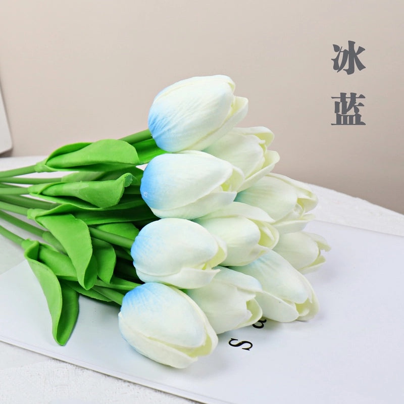 10 Pieces Artificial Tulip Flowers Moisturizing PU Simulation for Home Office Photography Decor|Artificial Flowers & Plants