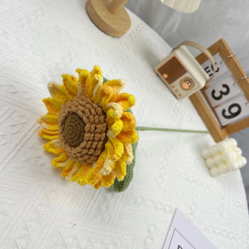 Handmade Sunflower Wool Knitted Belt Double Layer Floral Ornament Gift|Accessories & Jewelry