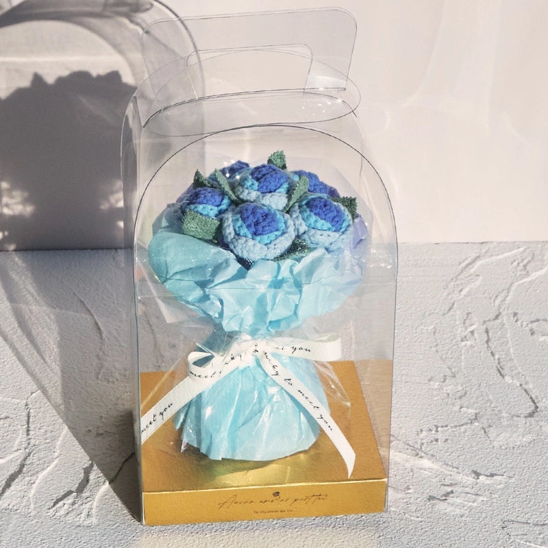 Romantic Valentine’s Day Rose Yarn Artificial Flowers Bouquet|Home Decor Artificial Flowers