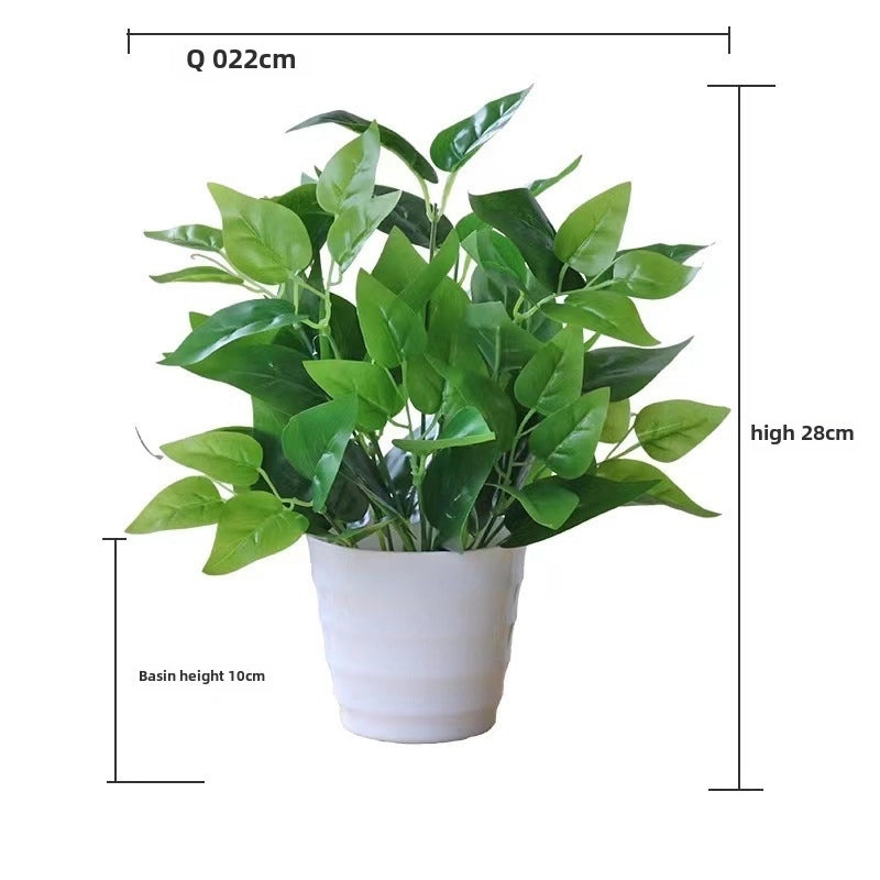 Artificial Green Rose Leaf Plant in Pot|Home Decor Artificial Plants