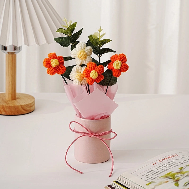 Romantic Floral Yarn Artificial Flowers for Elegant Ladies | Home Decor & Artificial Flowers