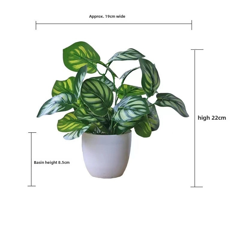 Artificial Green Rose Leaf Plant in Pot|Home Decor Artificial Plants