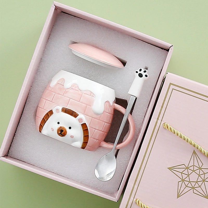 Adorable Bear Shaped Ceramic Water Bottle Set | Drinkware & Water Bottles