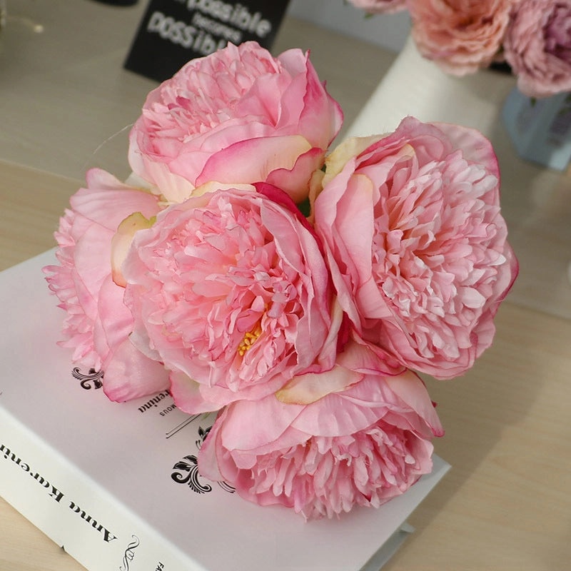 Artificial Five-Headed Peony Bouquet Silk Flowers Home Wedding Decoration|Home Decor