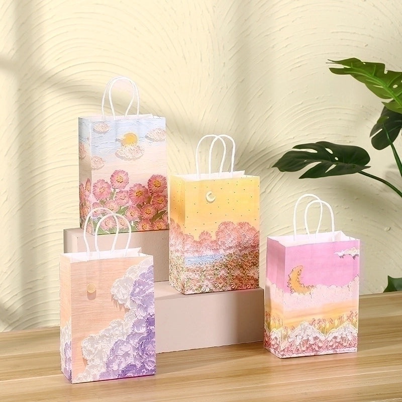12 Pieces Kraft Paper Flower Gift Bags for Birthday Party Daily Use | Party Supplies Gift Bags