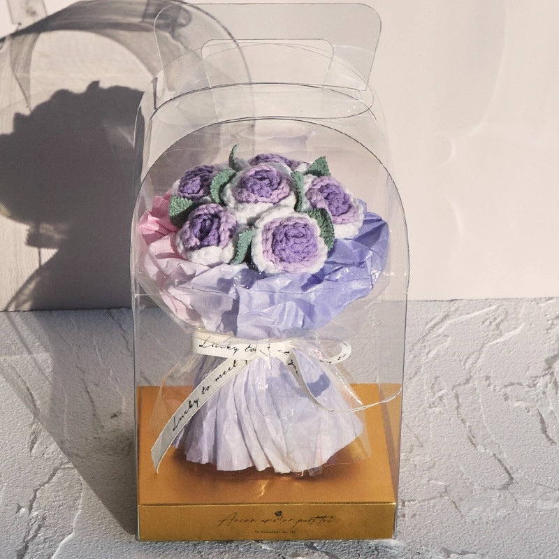 Romantic Valentine’s Day Rose Yarn Artificial Flowers Bouquet|Home Decor Artificial Flowers