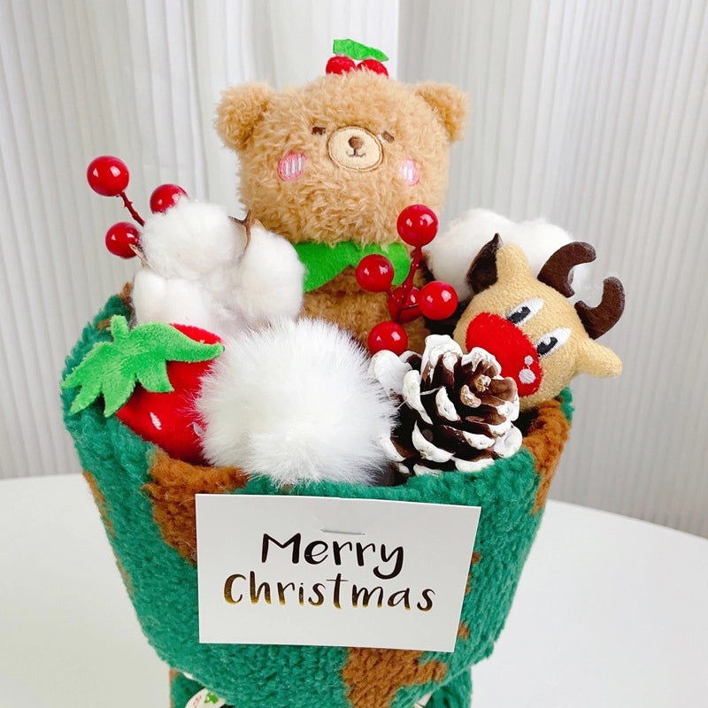 Christmas Bear with Letter Artificial Flowers Bouquet|Home Decor Gifts