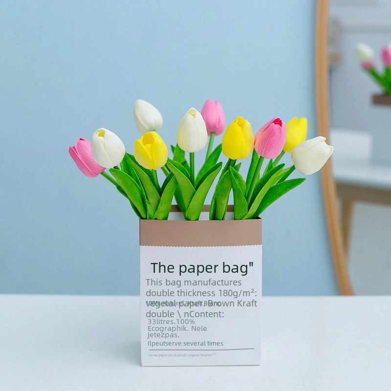 10 Pieces Artificial Tulip Flowers Moisturizing PU Simulation for Home Office Photography Decor|Artificial Flowers & Plants