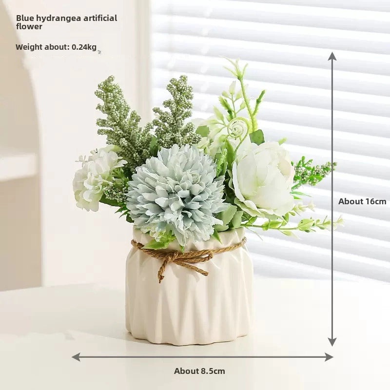 Artificial Hydrangea Bouquet Green Floral Arrangement for Living Room Desktop Decoration|Home Decor Artificial Flowers