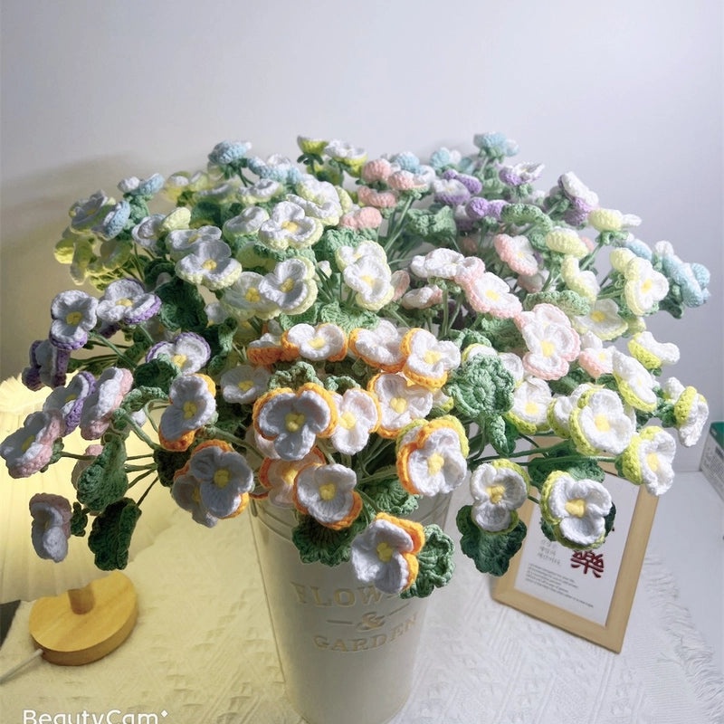 Hand-Woven Preserved Pansy Bouquet DIY Artificial Wool Flowers Teacher's Day Gift|Home & Garden > Handmade Gifts > Floral Arrangements