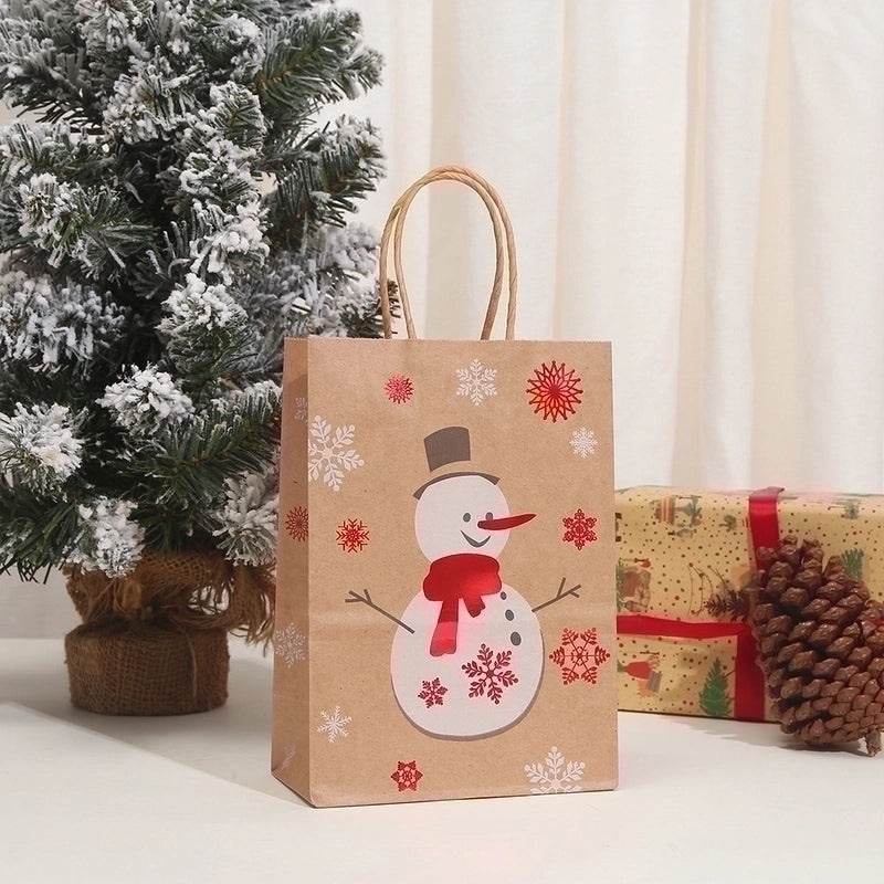 Christmas Cartoon Brown Paper Gift Bags for Holiday Parties|Christmas Party Supplies