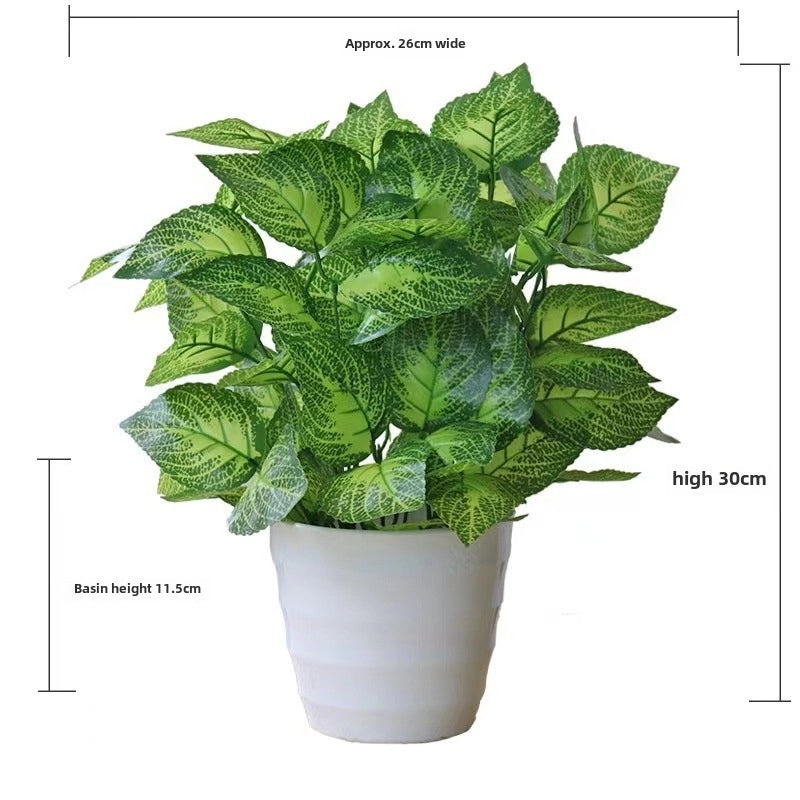 Artificial Green Rose Leaf Plant in Pot|Home Decor Artificial Plants