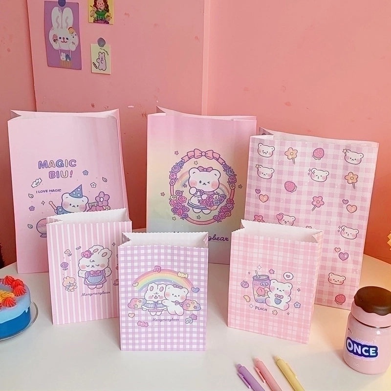 Cute Bear Cartoon Plaid Paper Gift Bag Creative Packaging Bag|Gift Bags & Packaging