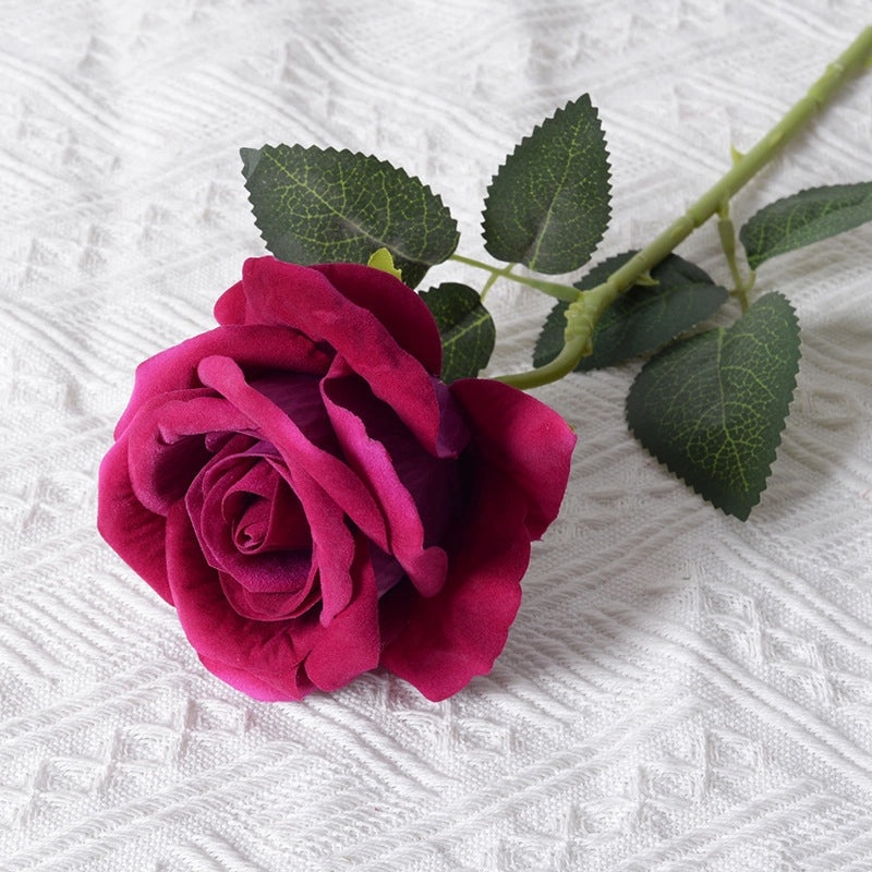 Romantic Artificial Rose Single Stem Valentine’s Day Home & Wedding Decor Soft Flannel Feel|Home Decor & Wedding Supplies