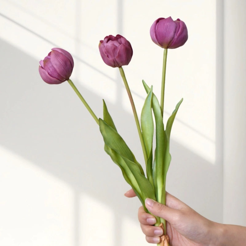 Mother's Day Gift Soft Rubber Tulip Artificial Flower Moisturizing Simulation Ornament Photography Prop|Home Decor & Artificial Flowers